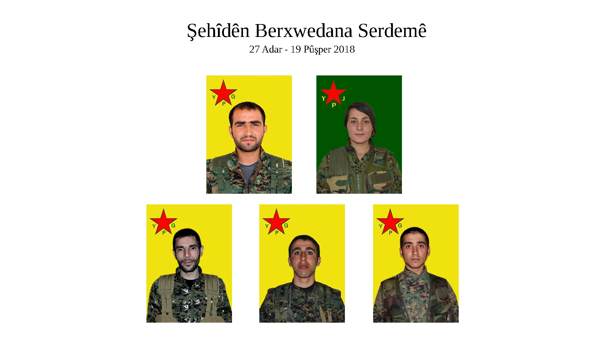 YPG تكشف سجل 5 من شهداء مقاومة العصر