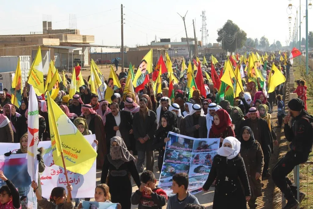 مسيرتان استنكاريتان للعدوان التركي على عفرين في كركي لكي وتل حميس