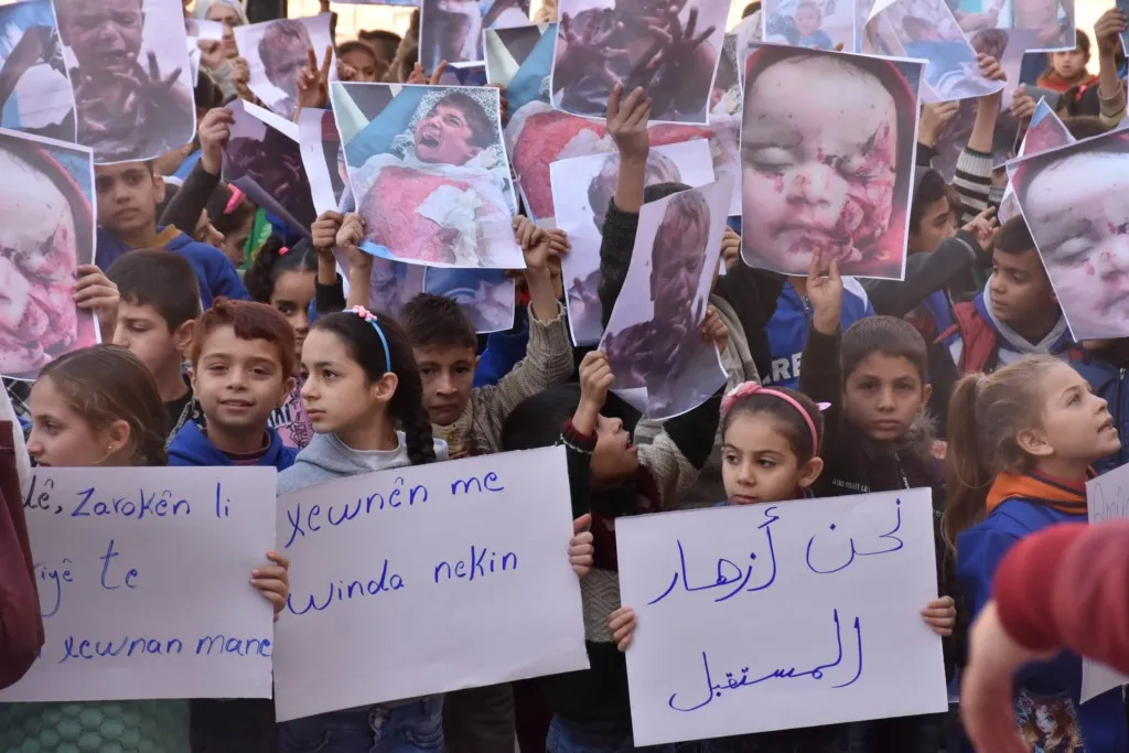 استذكار مجزرة سينما عامودا في حلب واستنكار لقتل الأطفال من قبل الاحتلال التركي