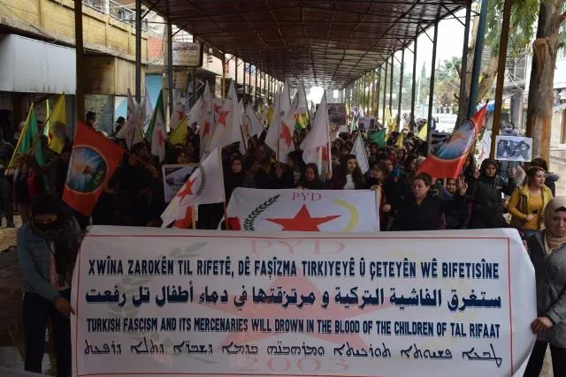​​​​​​​مظاهرات حاشدة في شمال وشرق سوريا تنديداً بمجزرة تل رفعت