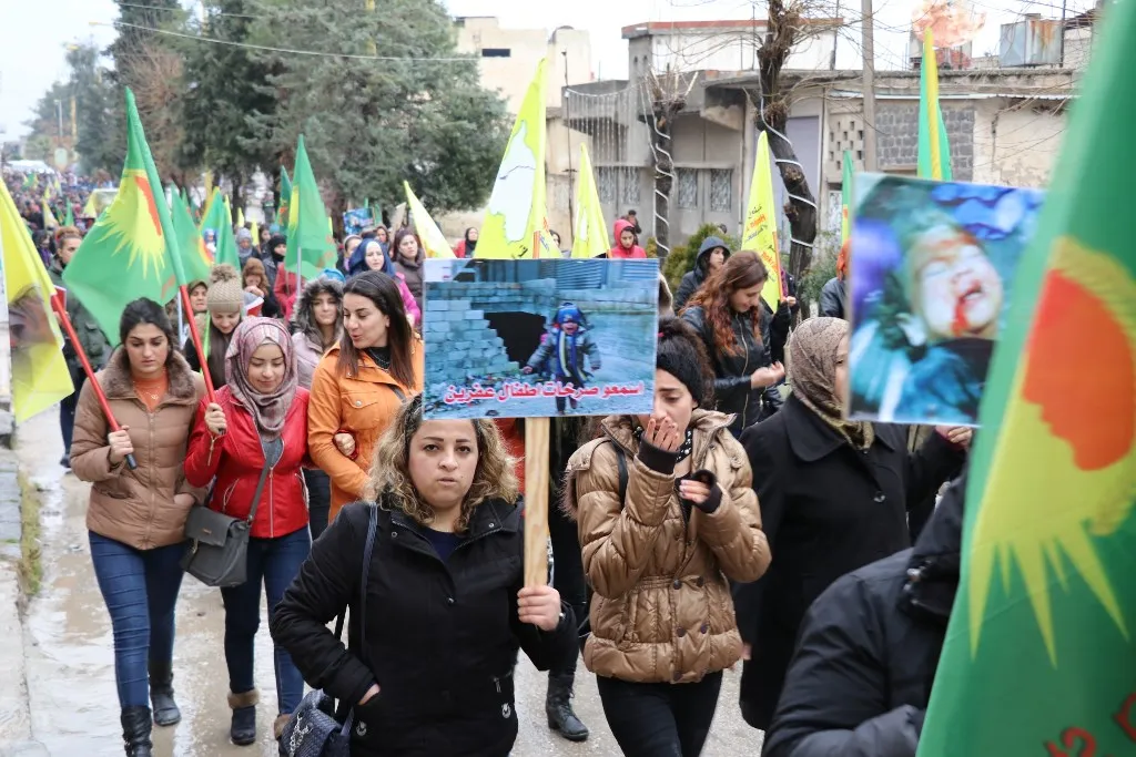 ​​​​​​​الآلاف من أهالي الجزيرة ينتفضون من أجل عفرين