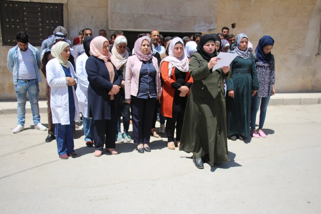​​​​​​​نساء منبج يستنكرن جرائم الاحتلال التركي بحق نساء عفرين
