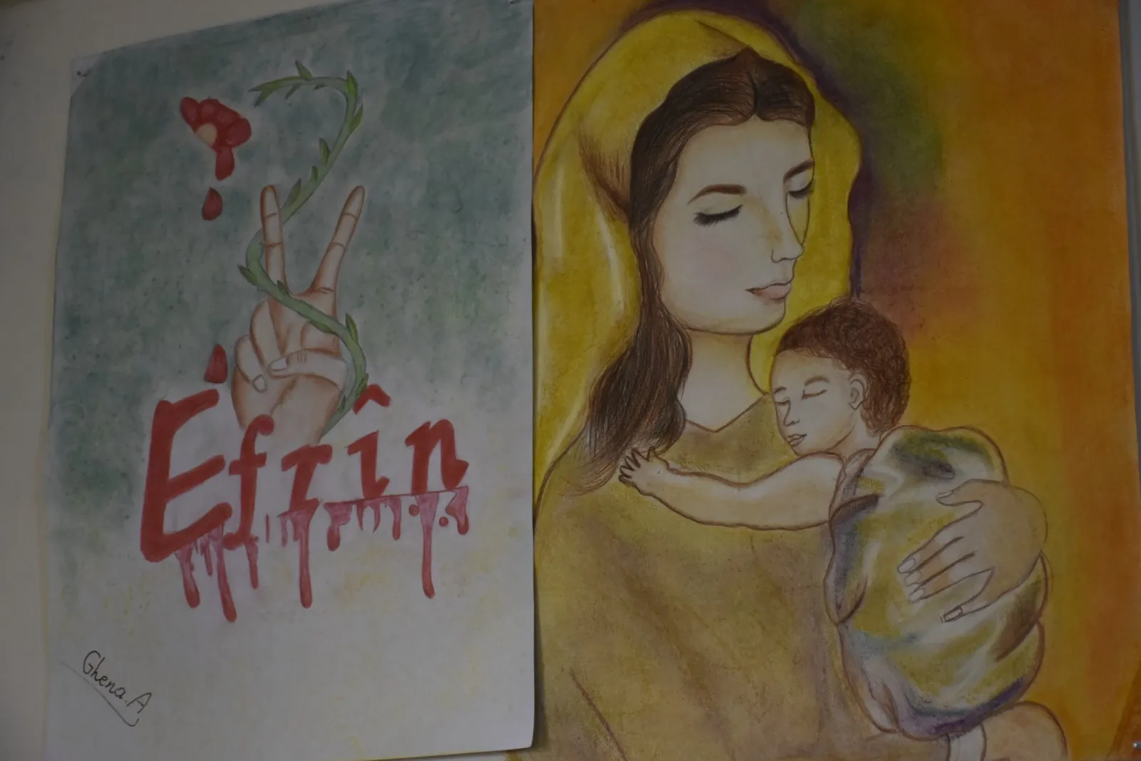 خلال معرض رسوماتهم.. الأطفال يبرزون مقاومة عفرين في وجه المحتل
