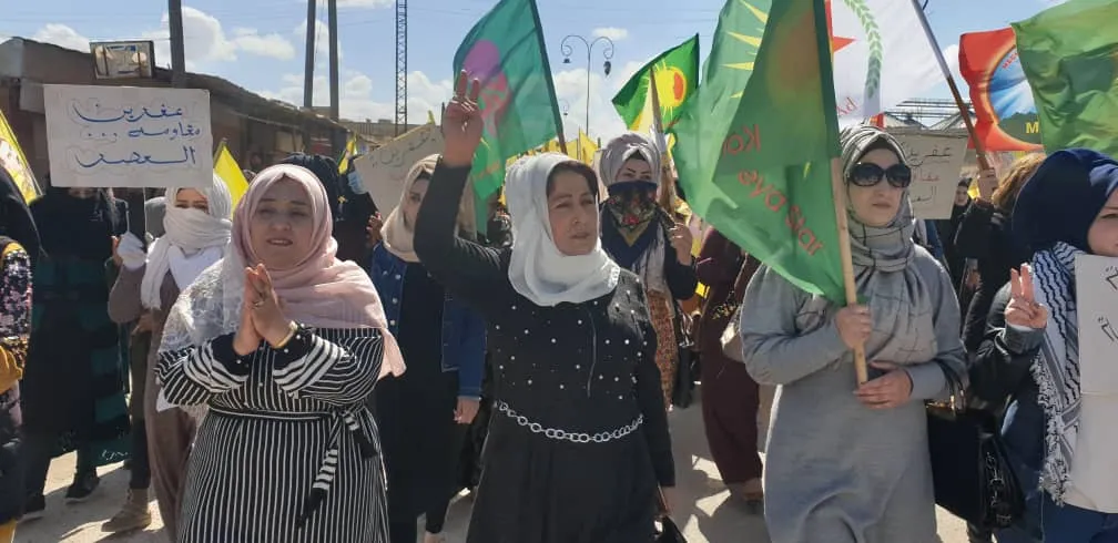 تظاهرات حاشدة في نواحي مقاطعة قامشلو