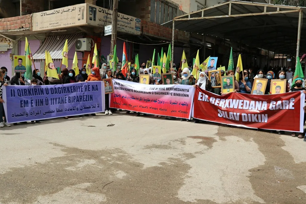 تظاهرات في مقاطعة قامشلو: سنرسل بناتنا وشبابنا لدعم الكريلا ودحر المحتلين