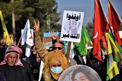 ​​​​​​​المئات من أهالي تل تمر وزركان يتظاهرون ضد الاحتلال التركي