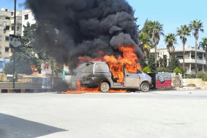 ​​​​​​​انفجار عبوة ناسفة لحظة مرور سيارة عسكرية لقوات دمشق بريف درعا