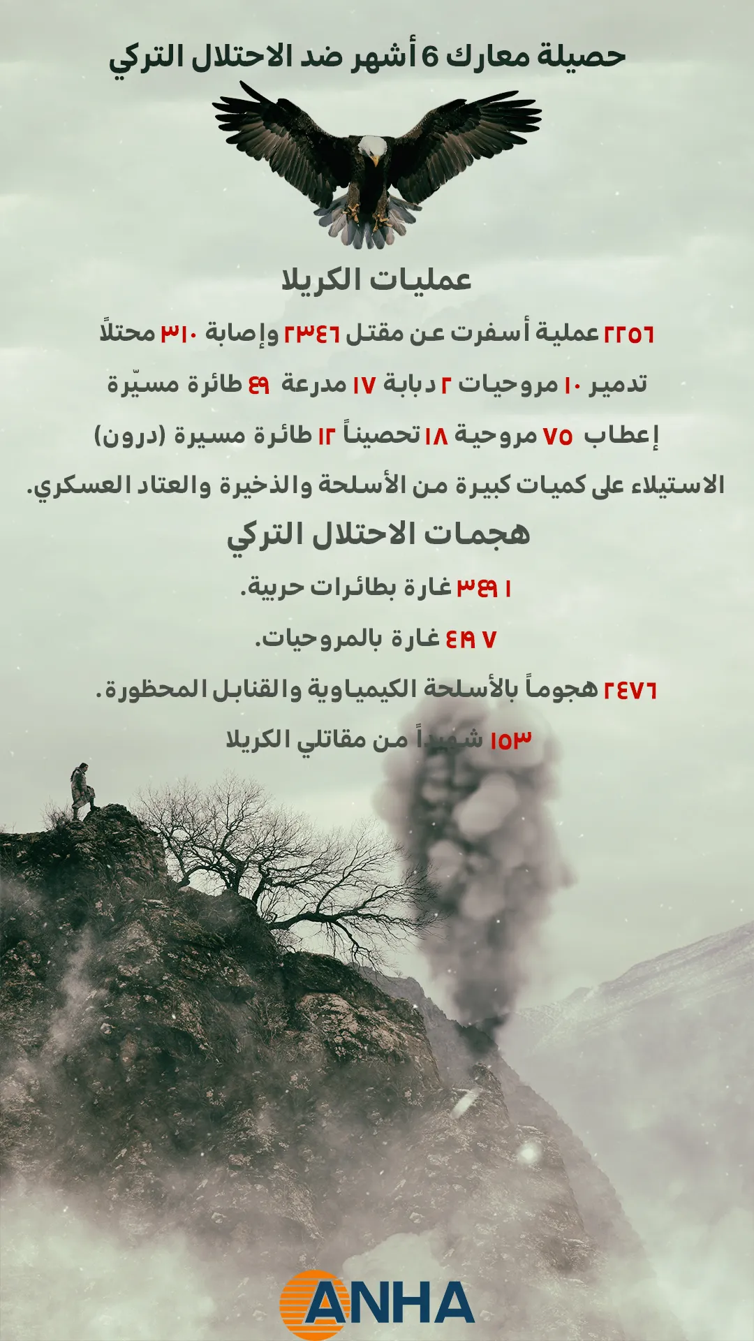 حصيلة معارك 6 أشهر ضد الاحتلال التركي