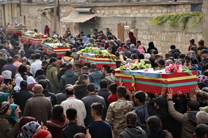 بمراسم مهيبة.. تشييع 5 شهداء من قوات تحرير عفرين
