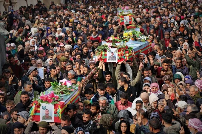 بمراسم مهيبة.. تشييع 5 شهداء من قوات تحرير عفرين