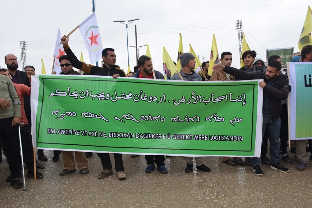 ​​​​​​​خلال مظاهرة فدراسيون جرحى الحرب يؤكد جاهزيته للتصدي لهجمات الاحتلال التركي