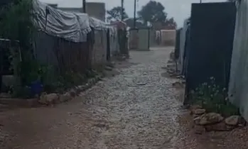 تضرر في خيم المهجرين بالشهباء بعد أمطار ربيعية غزيرة