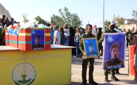 تشييع جثمان الشهيد أحمد الخاروف في الطبقة