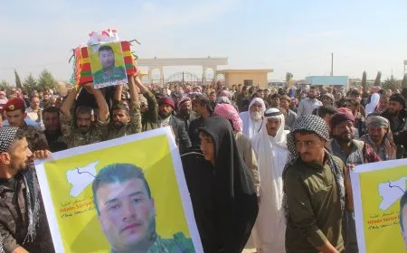 تشييع جثمان مقاتل قسد في تل حميس لمثواه الأخير