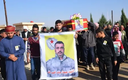 أهالي الشدادي يشيّعون جثمان عضو قوات الحماية الذاتية جمعة العبد الله