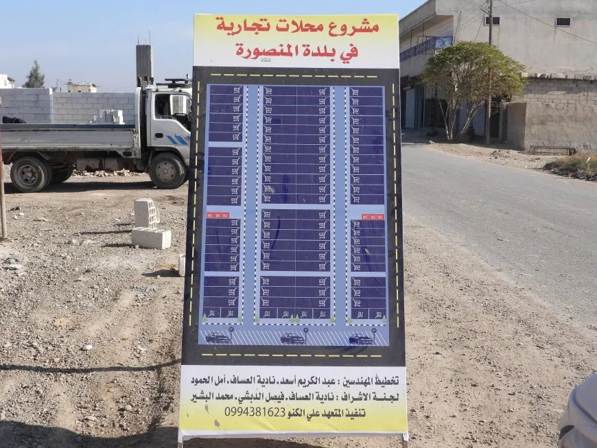 بلدية الشعب في المنصورة تنجز 50% من مشروع بناء محال تجارية