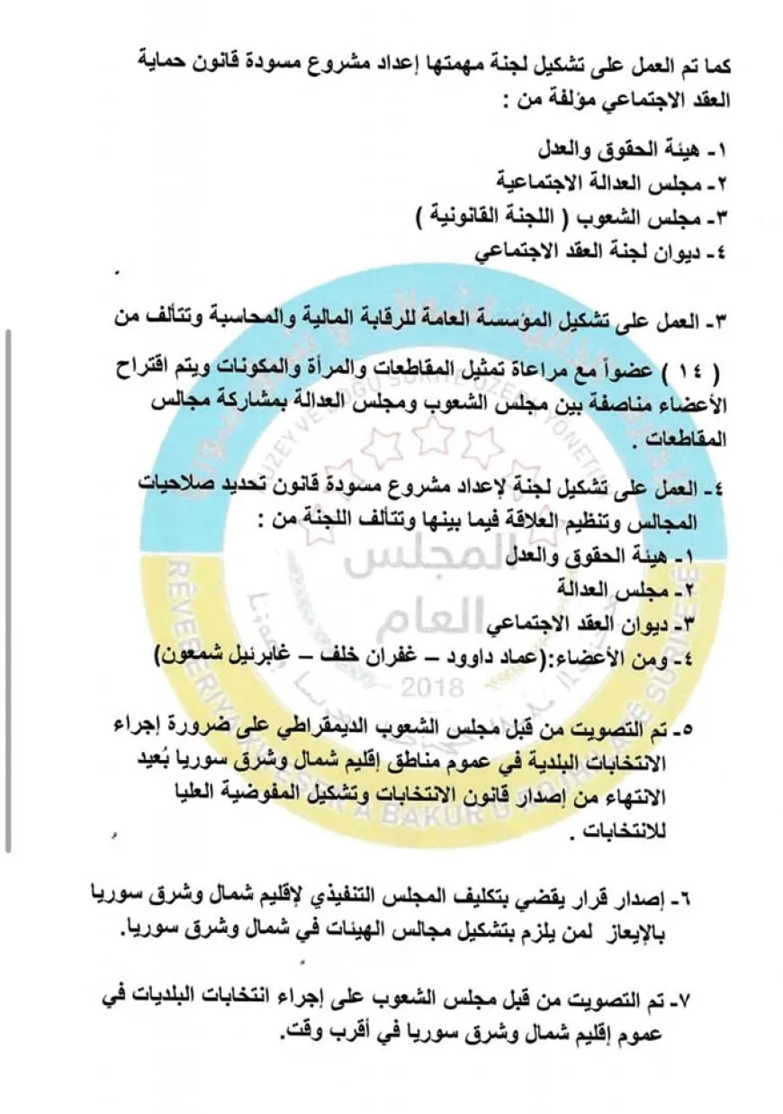 تفاصيل أوفى عن قرارات الإدارة الذاتية الـ 7 لتطبيق العقد الاجتماعي