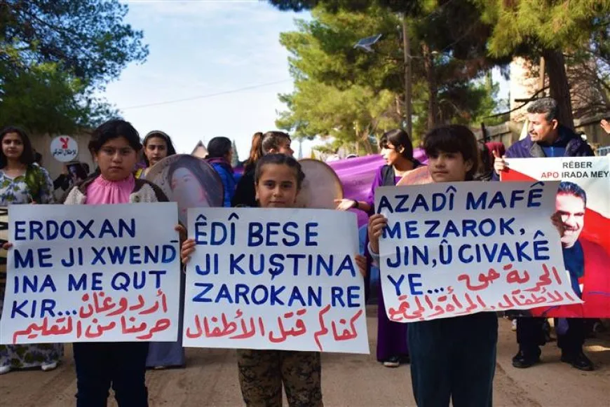 أهالي تل تمر وزركان ينادون بحرية القائد عبد الله أوجلان الجسدية