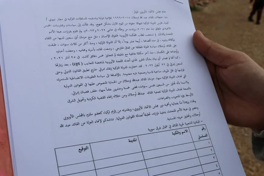 بدء جمع التواقيع لحرية القائد عبد الله أوجلان في مقاطعة عفرين والشهباء