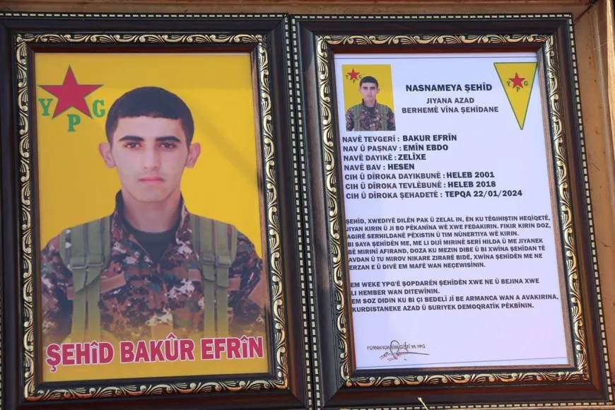 جثمان مقاتل YPG الشهيد باكور عفرين يوارى الثرى في حلب