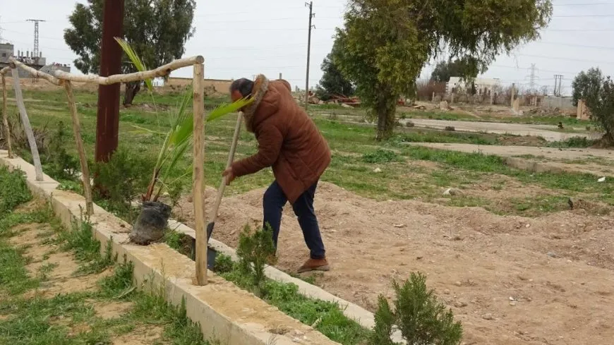 زراعة 100 شجرة داخل ملعب الفروسية في الرقة
