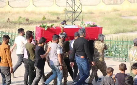 تشييع جثمان المقاتل من مجلس منبج العسكري أحمد محمد المبارك