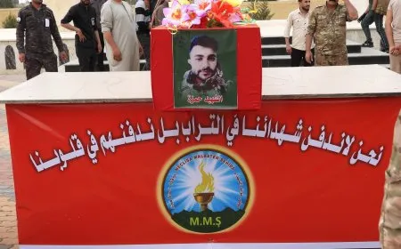 تشييع جثمان مقاتل قوات الحماية الذاتية حمزة محمد علي في الطبقة