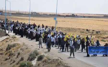 مسيرة للمطالبة بالحرية الجسدية للقائد عبدالله اوجلان في الشدادي