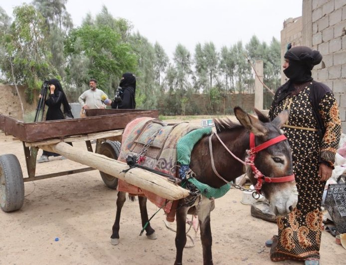 عربة الجرّ وسيلة نقل تقليدية صديقة للبيئة تفضّلها نساء إحدى قرى دير الزور