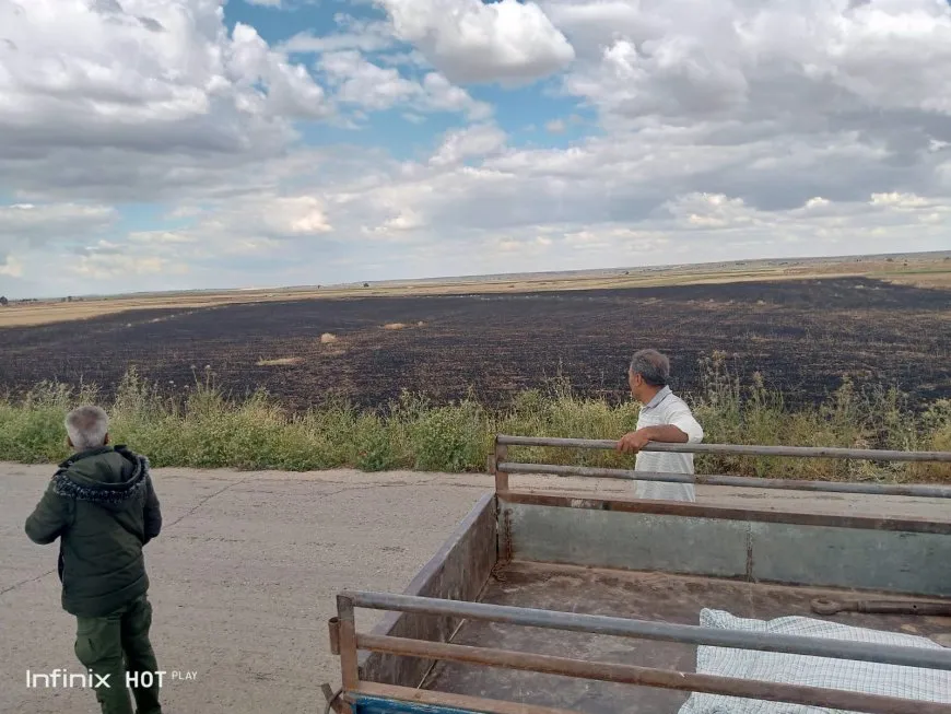 Tal Tamr emergency extinguishes a fire coming from occupied territories