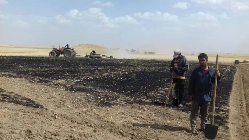 اندلاع حريق في أرض زراعية بريف الدرباسية