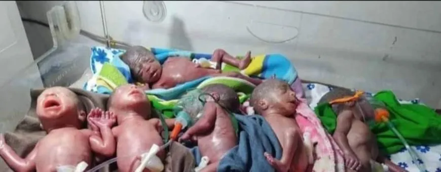 امرأة تنجب 6 توائم في منبج
