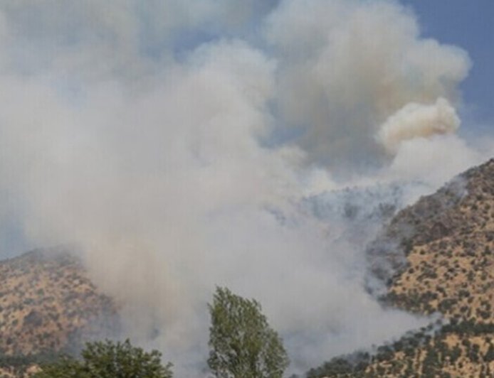 اندلاع النيران في مزارع جنوب كردستان جراء قصف تركي