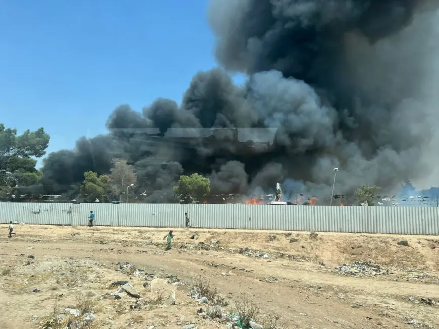اندلاع النيران في معمل الغزل والنسيج بمدينة الحسكة