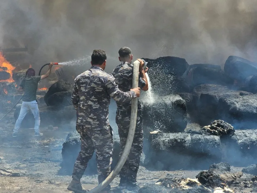 اندلاع النيران في معمل الغزل والنسيج بمدينة الحسكة