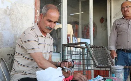 بعد تهجيره من عفرين يواصل عمله الذي يمتهنه منذ سنوات في بلدة فافين