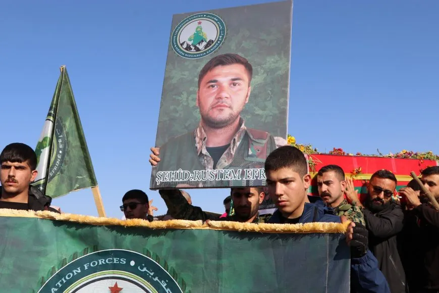 تشييع جثمان مقاتل قوات تحرير عفرين رستم عفرين في الشهباء