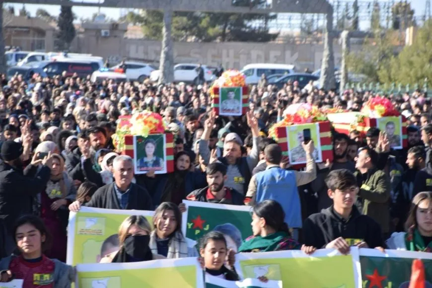 تشييع جثامين 3 مقاتلين ومقاتلة إلى مزار الشهيدة دجلة في كوباني