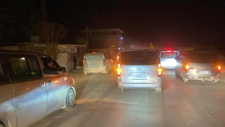 لحظات استقبال العائدين من فعالية المناوبة على سد تشرين في مدينة كوباني