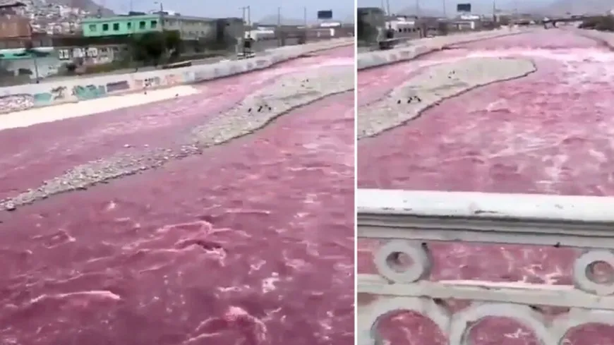 في ظاهرة غريبة تثير الذعر.. نهر يتحول إلى اللون الأحمر في البيرو