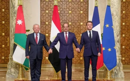 قمة مصرية - فرنسية - أردنية تطالب بوقف النار في غزة