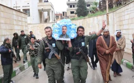 تشييع جثمان عضو قوى الأمن الداخلي محمد عطا الله في تل كوجر