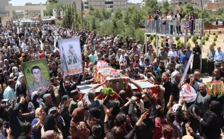 أهالي مدينة قامشلو يشيعون جثمان مقاتل قسد علي شير