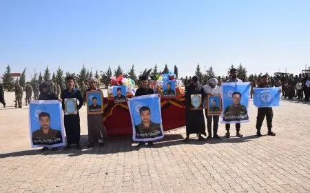 ‏أهالي مدينة الشدادي يشيعون شهيدين من قوى الأمن الداخلي