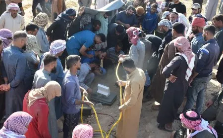 انتشال فتى بعد سقوطه في بئر زراعي بريف الشدادي