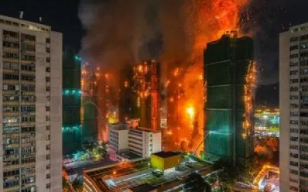 عشرات القتلى والمصابين في حريق ضخم يلتهم مجمعاً سكنياً بهونغ كونغ