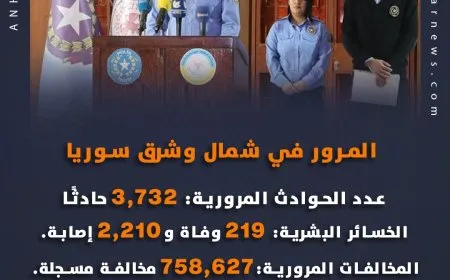 3732 حادثاً مرورياً خلال عام 2025 أدت لوفاة 219 شخصاً