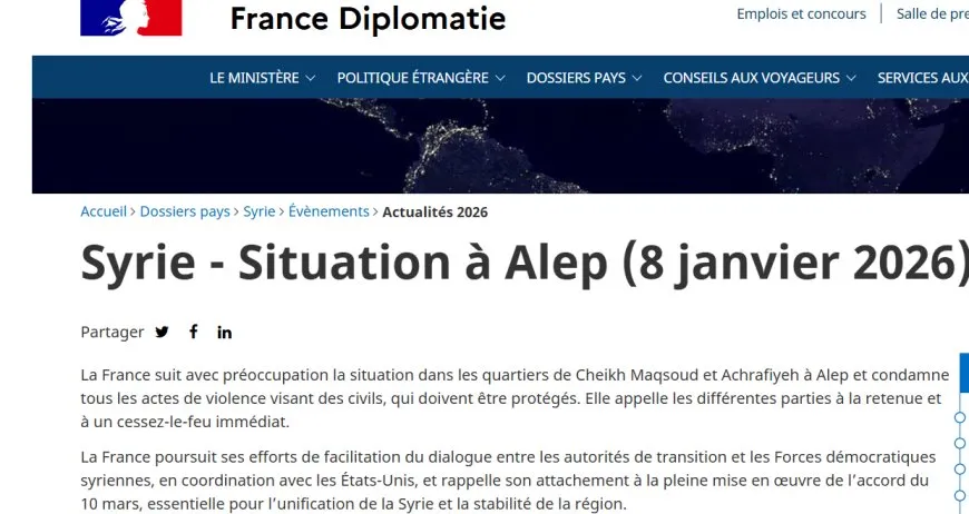 فرنسا تدعو إلى وقف فوري لإطلاق النار في حلب