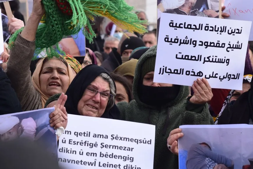 الآلاف في قامشلو يستقبلون قافلة دعم الشيخ مقصود والأشرفية