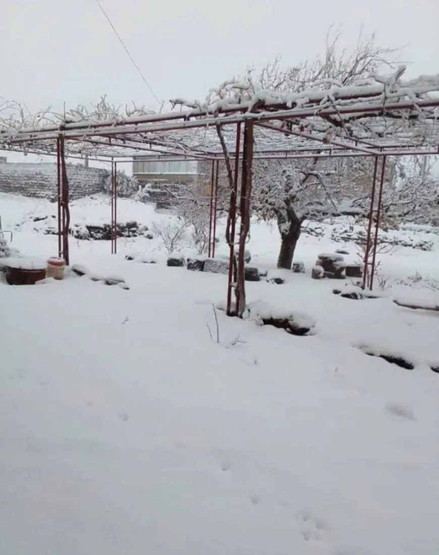 الثلوج تكسو السويداء وريفها بحلّة بيضاء